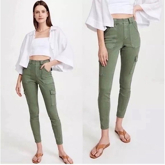 SPANX Pants - Spanx Olive Green Stretch Twill Ankle Cargo Pants Olive Green Size Large Utility